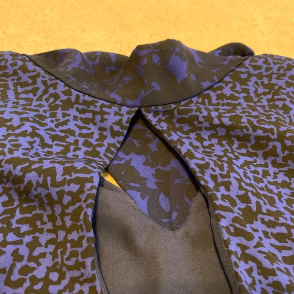 Atina Cristina Dark Purple/Blue and Black Dress W/Ruffle Bell Sleeves Size M - Picture 5 of 15